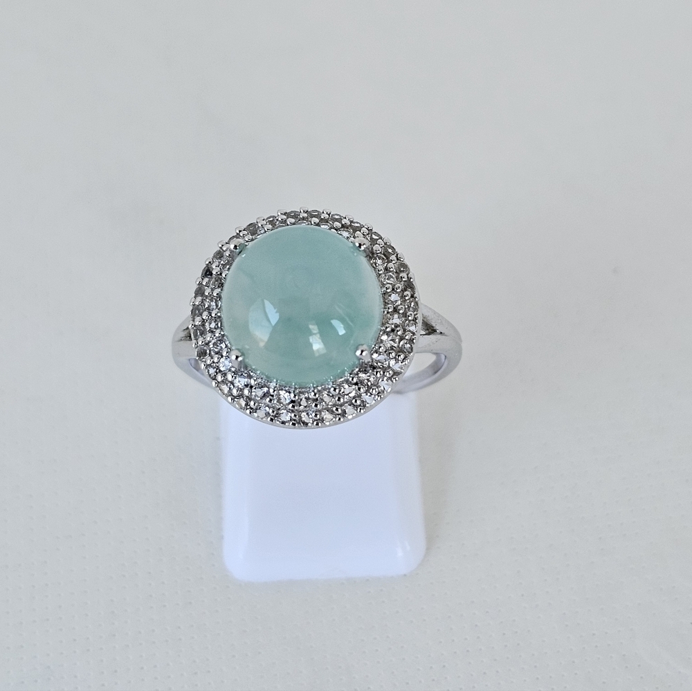 Genuine Certified Aquaprase & White Topaz Ring Size 9. NEW - Picture 6 of 6